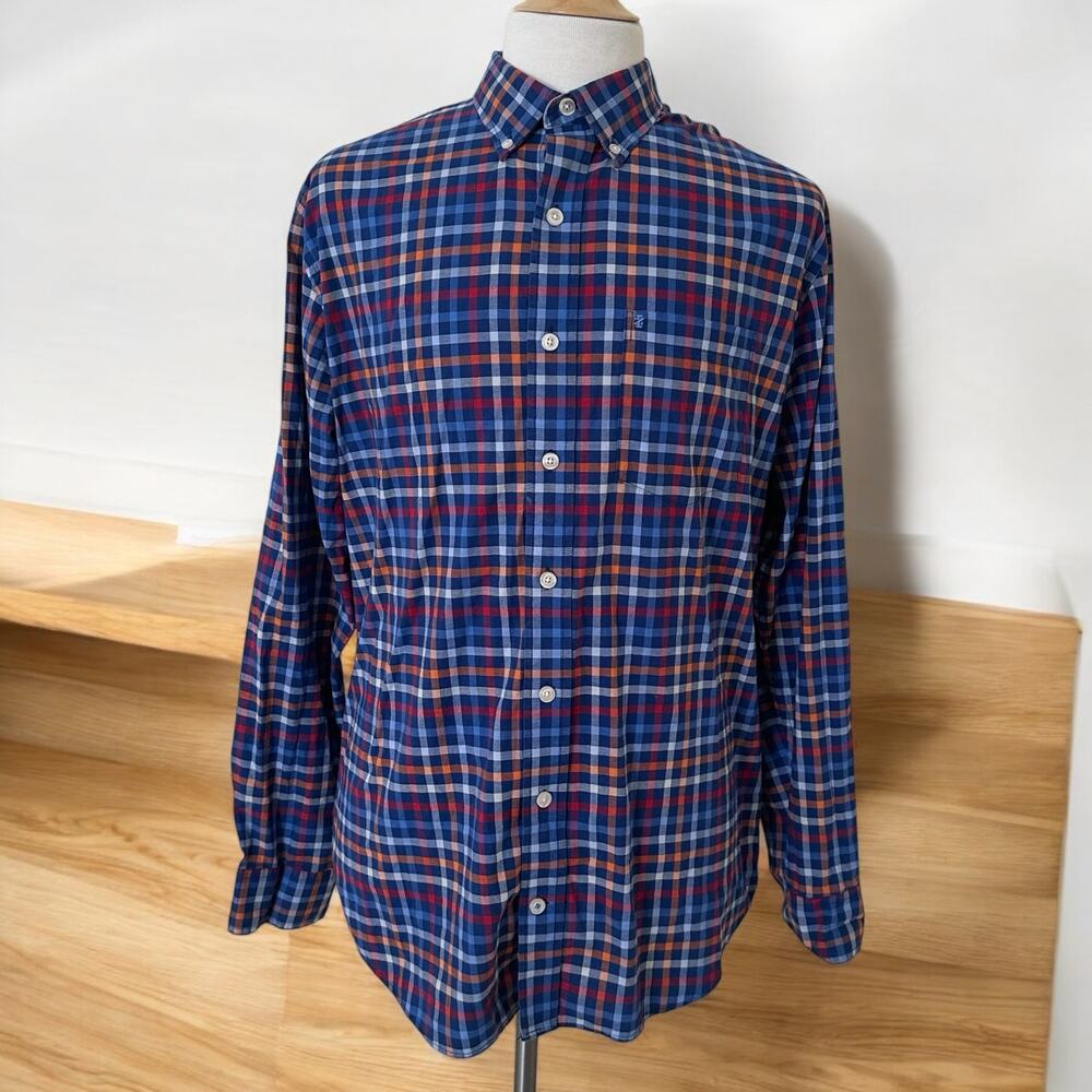 IZOD Men Long Sleeves Button Down Multicolored Shirt Size XLT